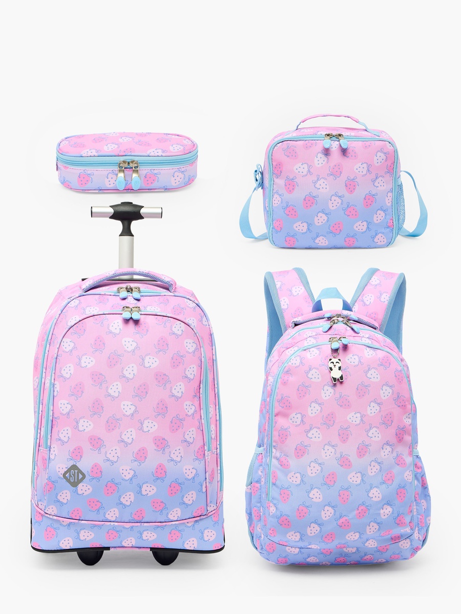 Strawberry Print Pencil Pouch with Zip Closure