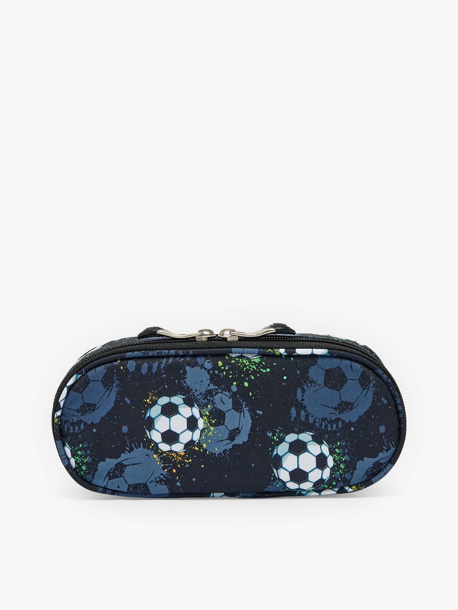 Football Print Pencil Pouch with Zip Closure