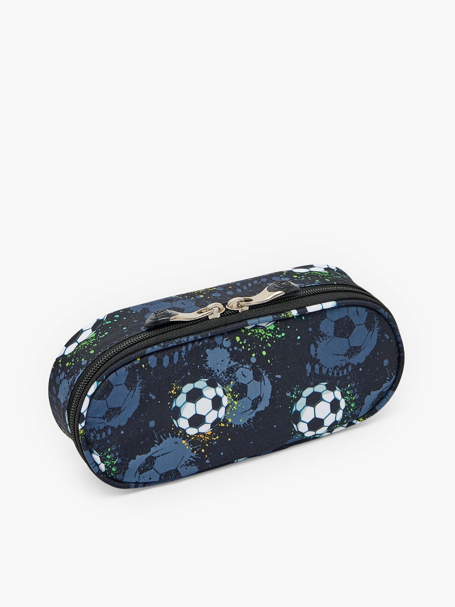 Football Print Pencil Pouch with Zip Closure