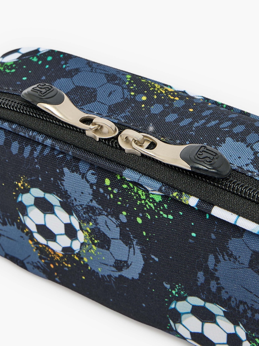 Football Print Pencil Pouch with Zip Closure