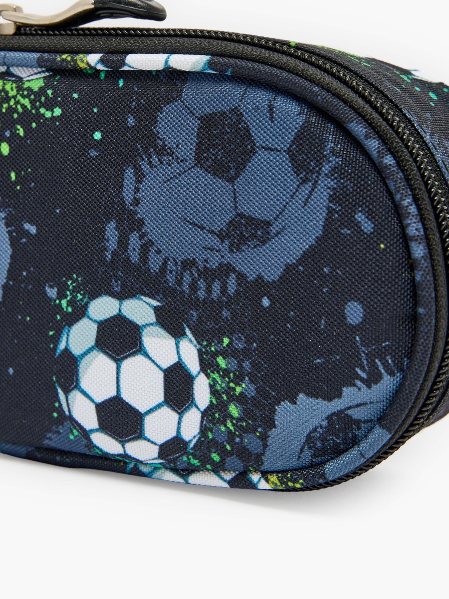 Football Print Pencil Pouch with Zip Closure