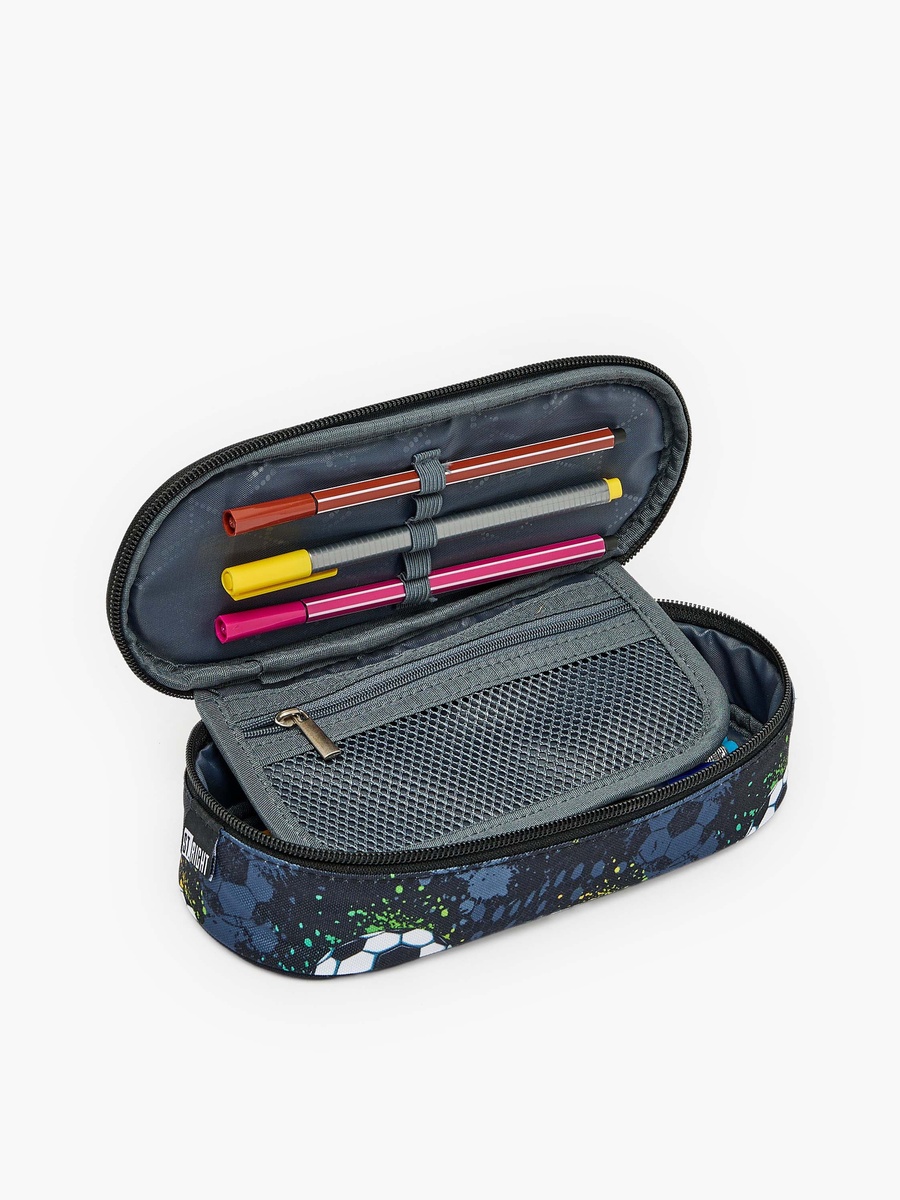 Football Print Pencil Pouch with Zip Closure