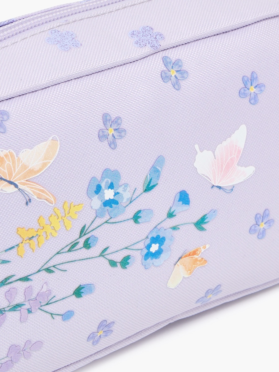 Floral Print Pencil Pouch with Zip Closure