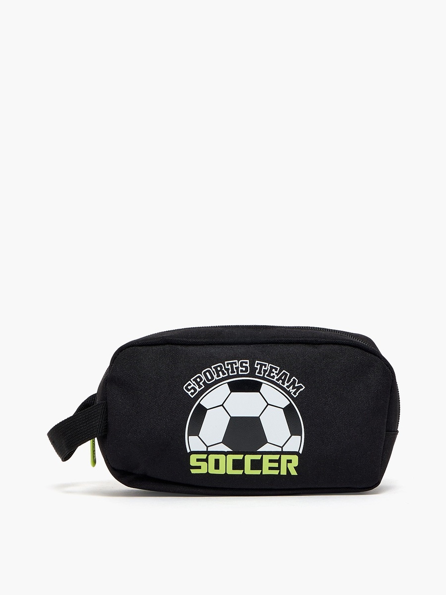 Football Print Pencil Pouch with Zip Closure