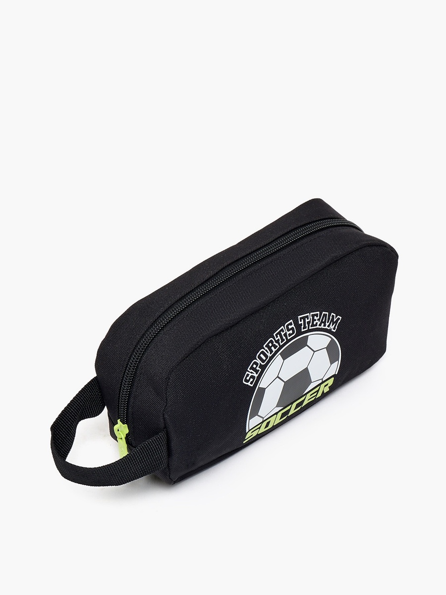 Football Print Pencil Pouch with Zip Closure