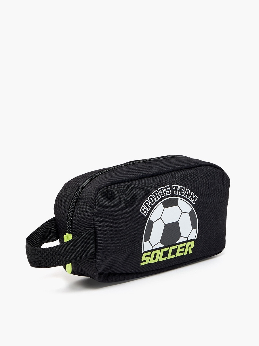 Football Print Pencil Pouch with Zip Closure