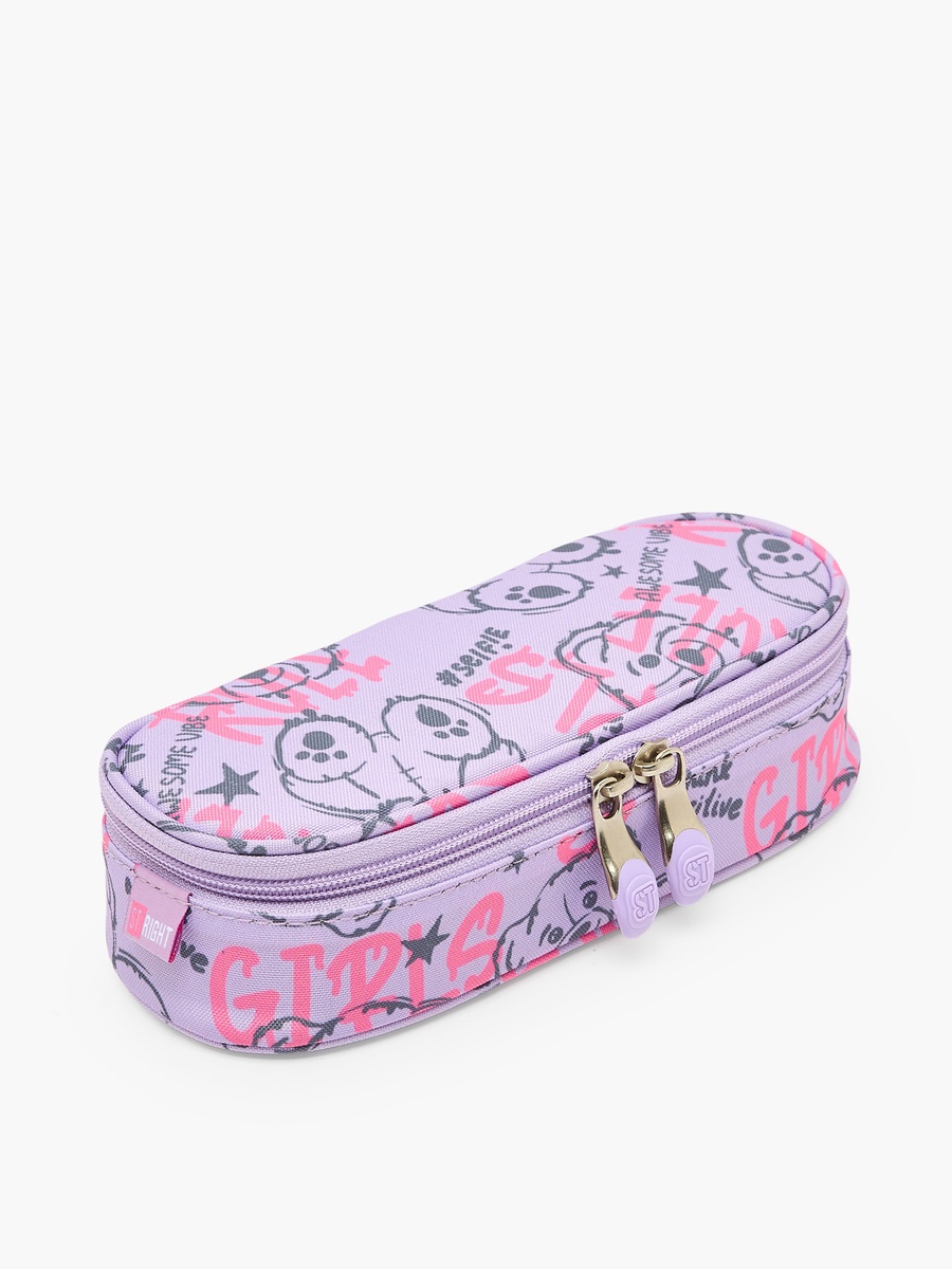 Bear Print Pencil Case with Zip Closure