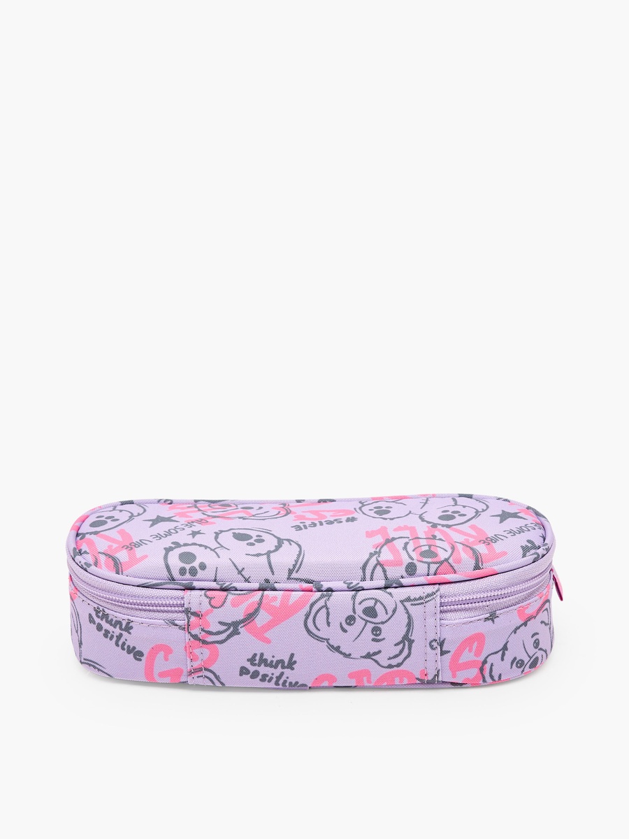 Bear Print Pencil Case with Zip Closure
