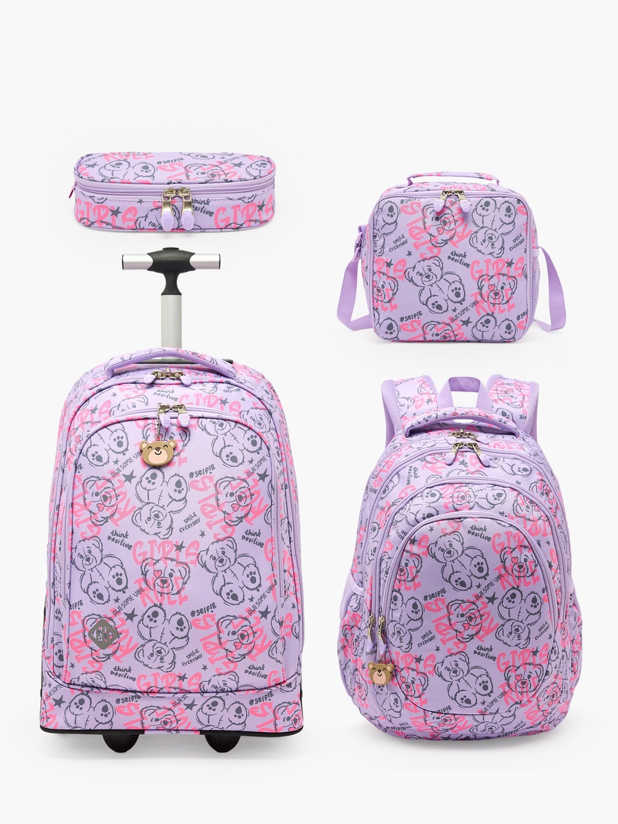 Bear Print Pencil Case with Zip Closure