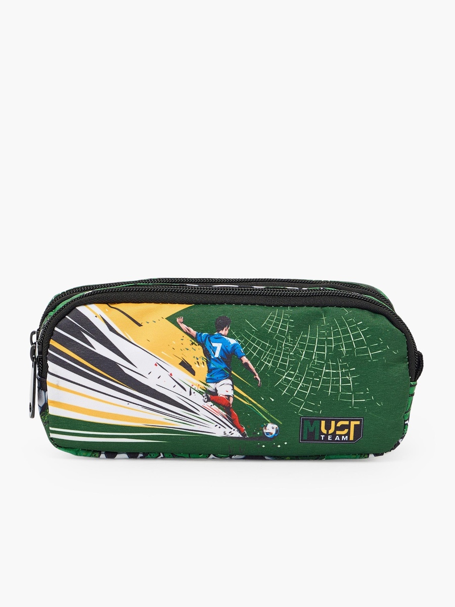 Football Print Pencil Pouch with 2 Compartments