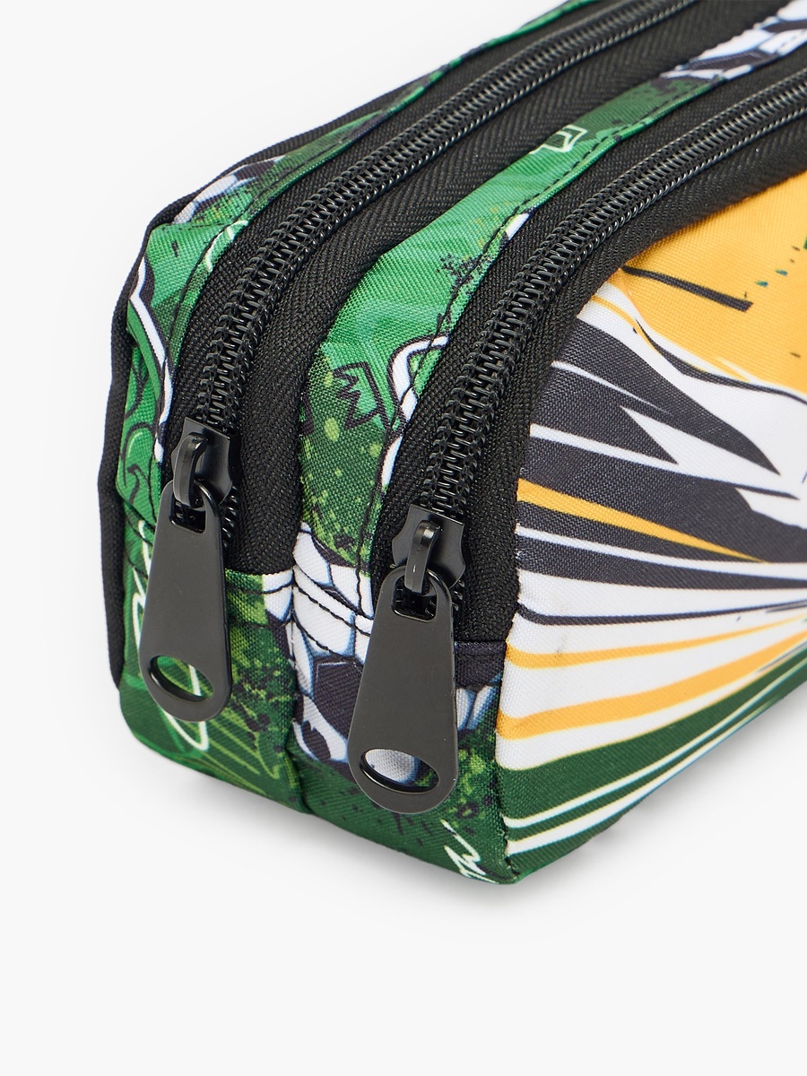 Football Print Pencil Pouch with 2 Compartments