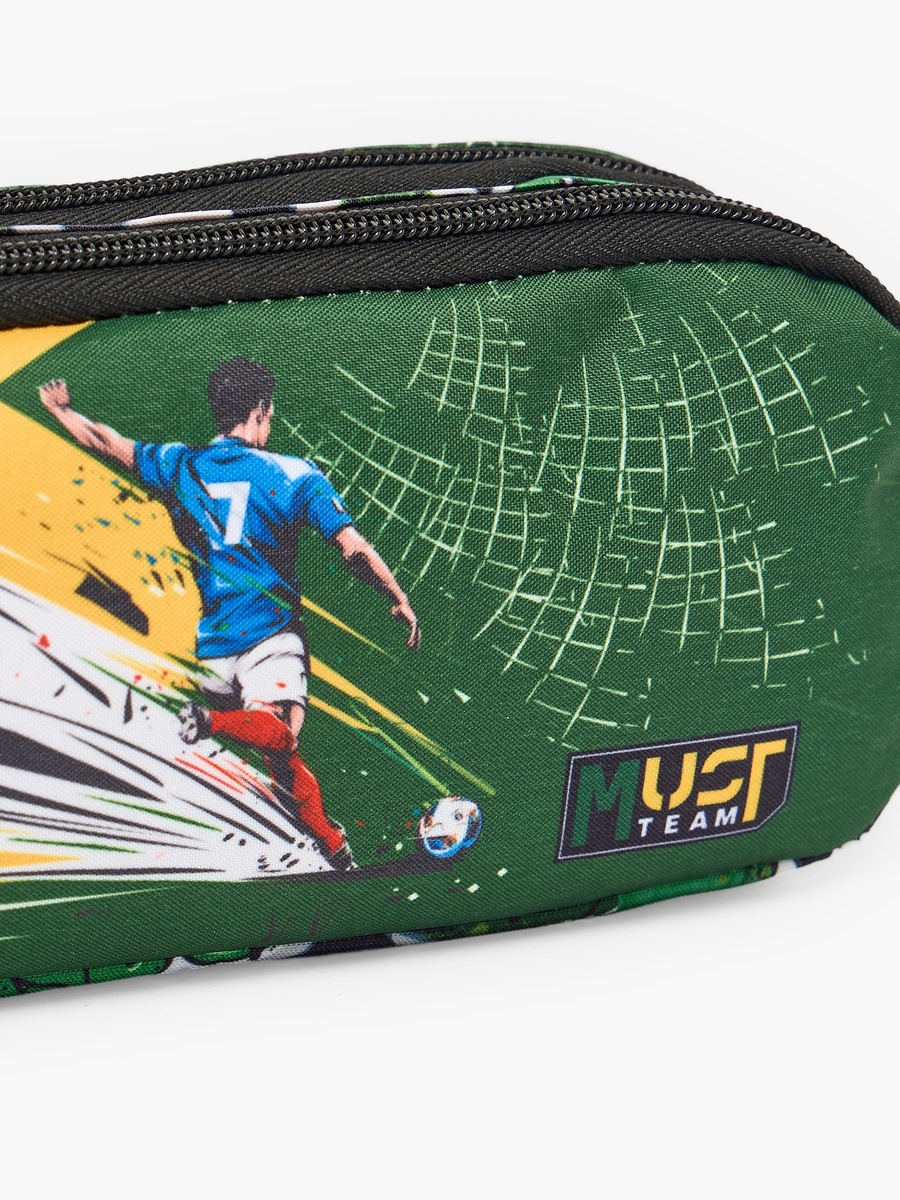 Football Print Pencil Pouch with 2 Compartments