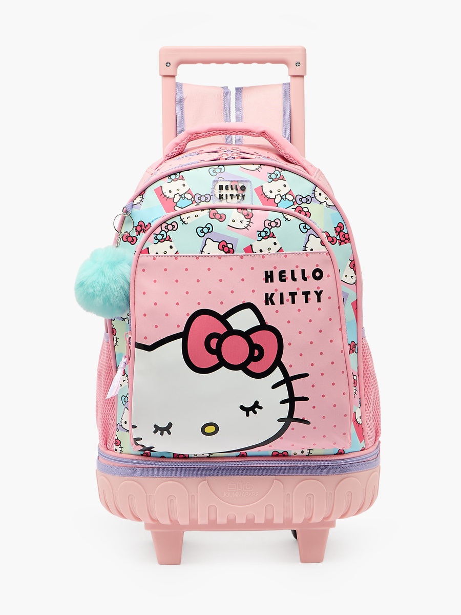 Girls Printed Trolley Backpack with Retractable Handle - 18 inch