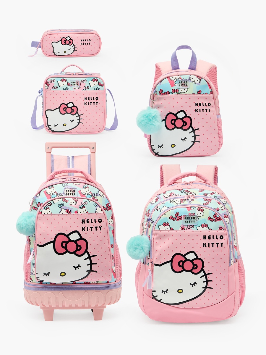 Girls Printed Trolley Backpack with Retractable Handle - 18 inch