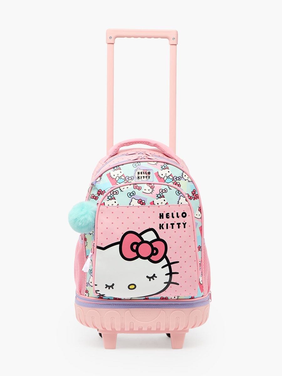Girls Printed Trolley Backpack with Retractable Handle - 18 inch