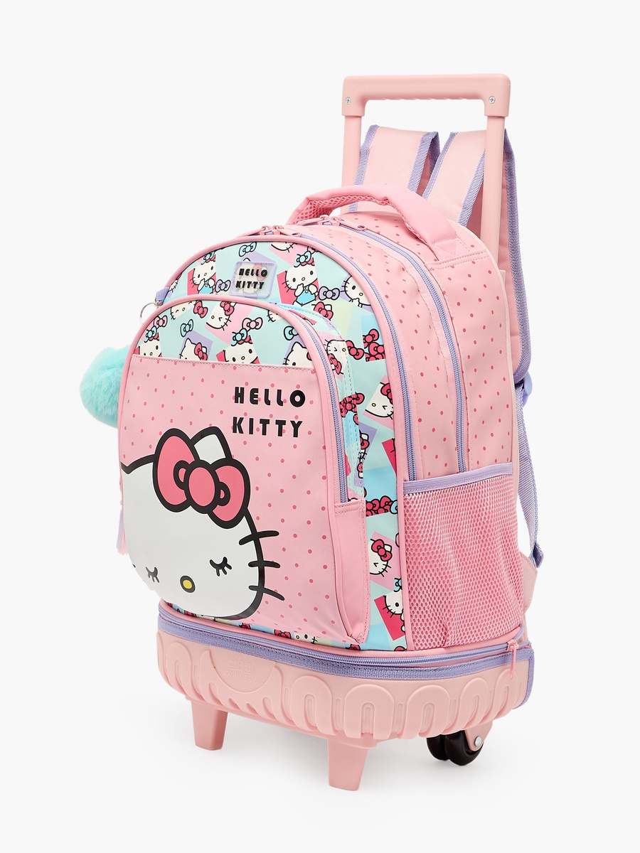 Girls Printed Trolley Backpack with Retractable Handle - 18 inch