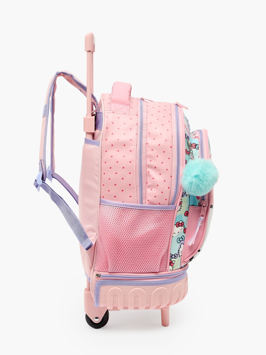 Girls Printed Trolley Backpack with Retractable Handle - 18 inch
