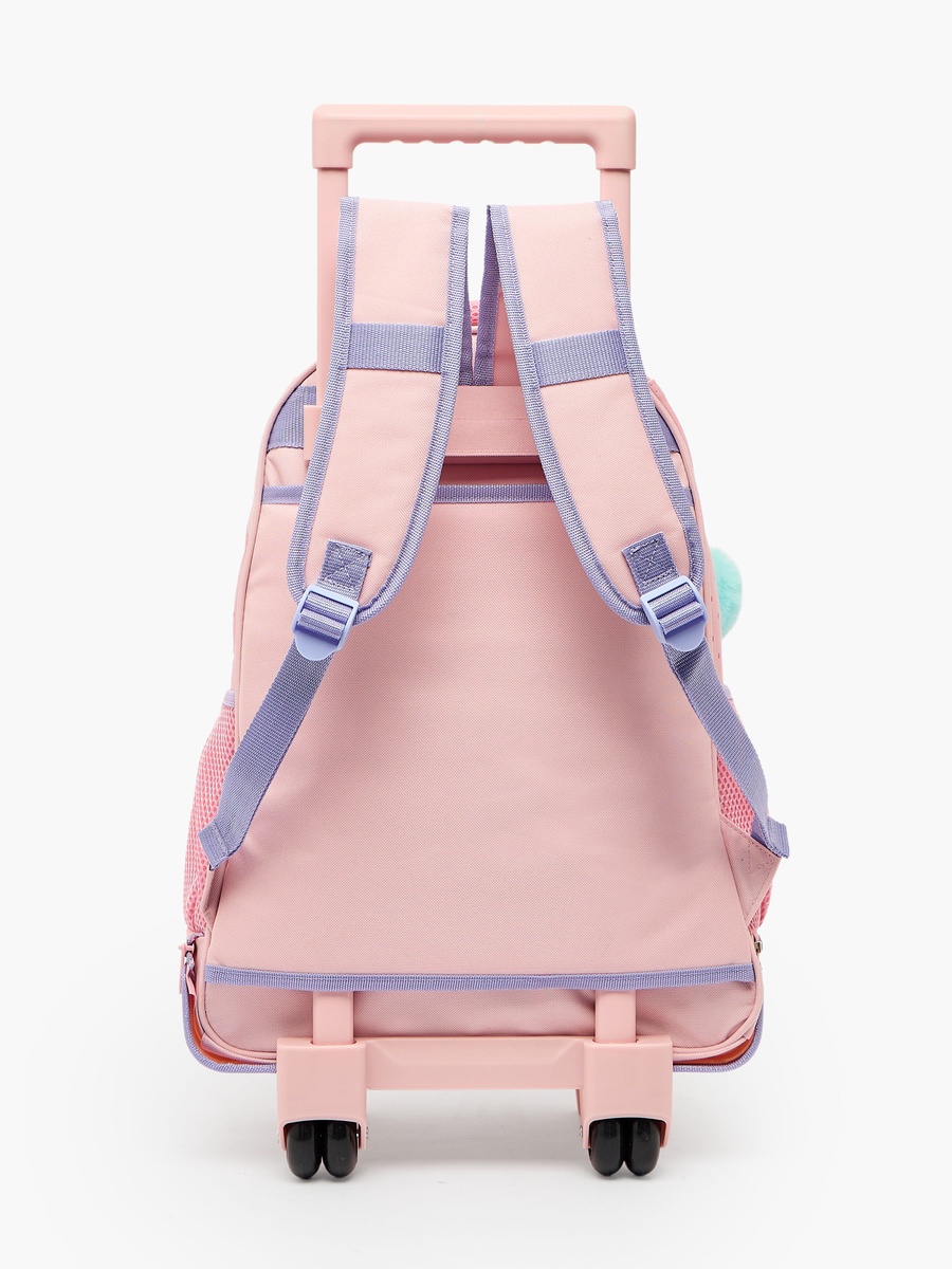 Girls Printed Trolley Backpack with Retractable Handle - 18 inch
