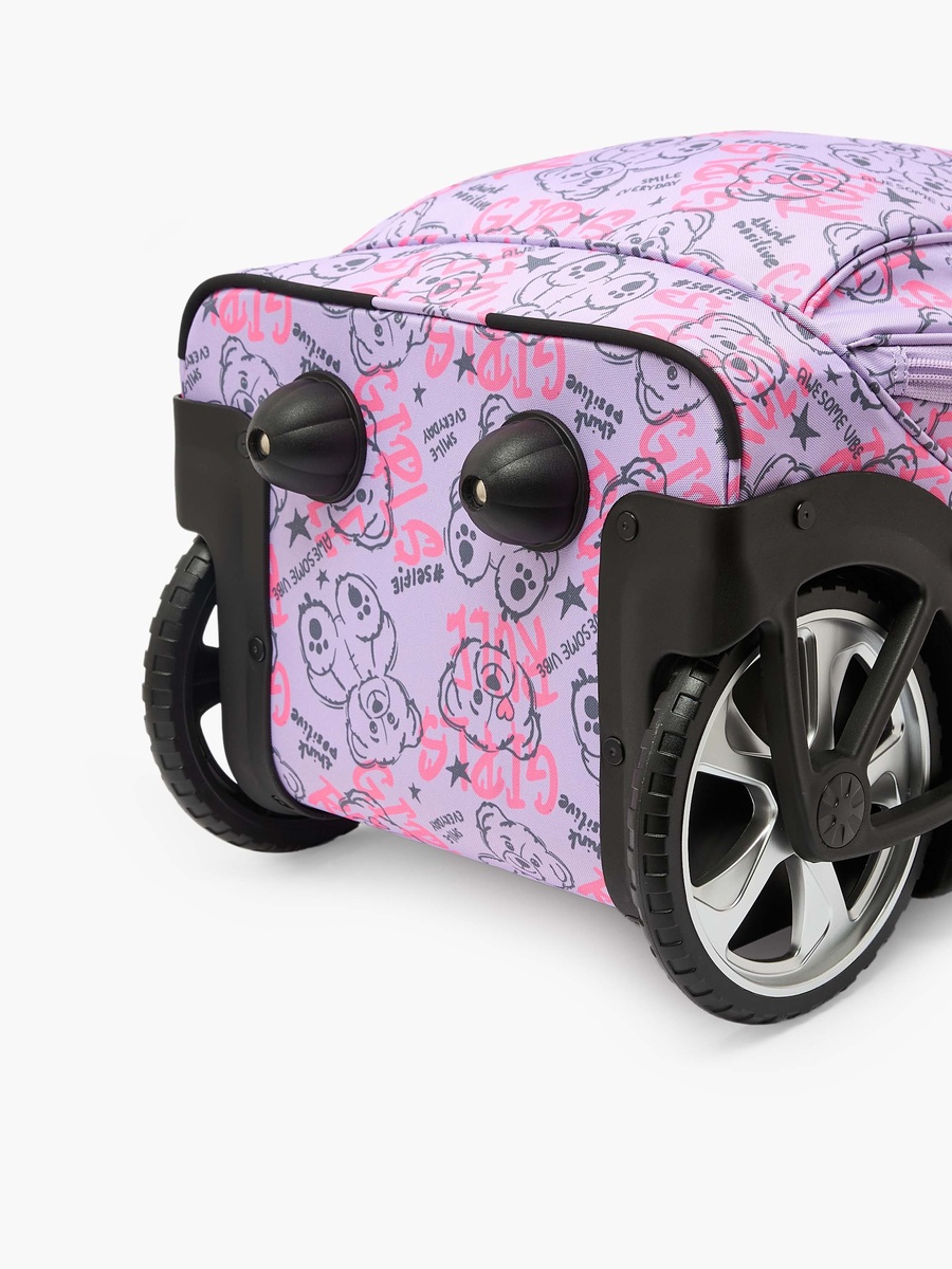 Bear Print Trolley Bag Retractable Handle - 18 inch