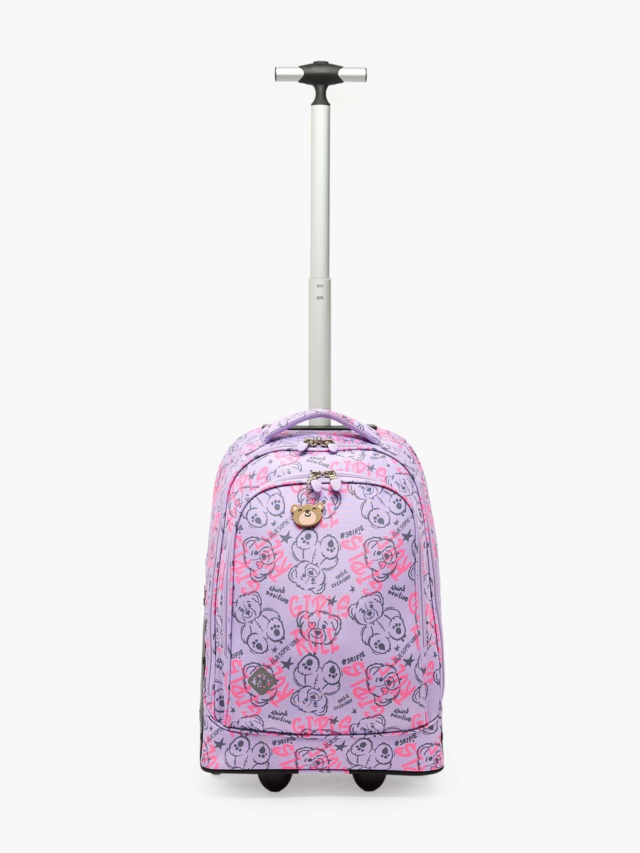 Bear Print Trolley Bag Retractable Handle - 18 inch