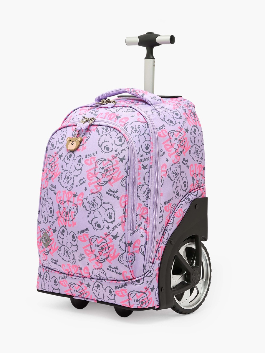 Bear Print Trolley Bag Retractable Handle - 18 inch