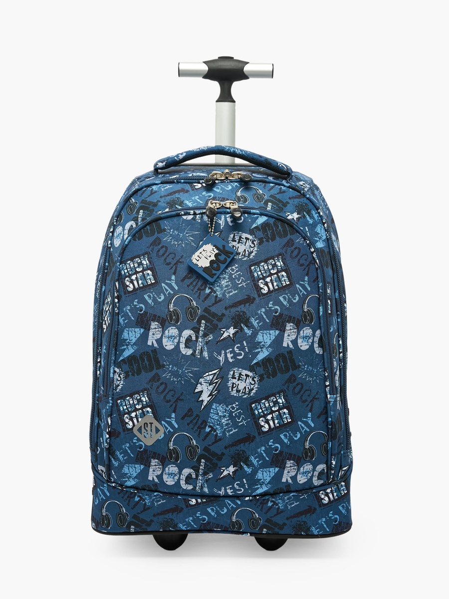 Graffiti Print Trolley Bag with Retractable Handle - 18 inch