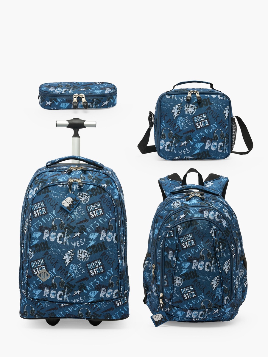 Graffiti Print Trolley Bag with Retractable Handle - 18 inch