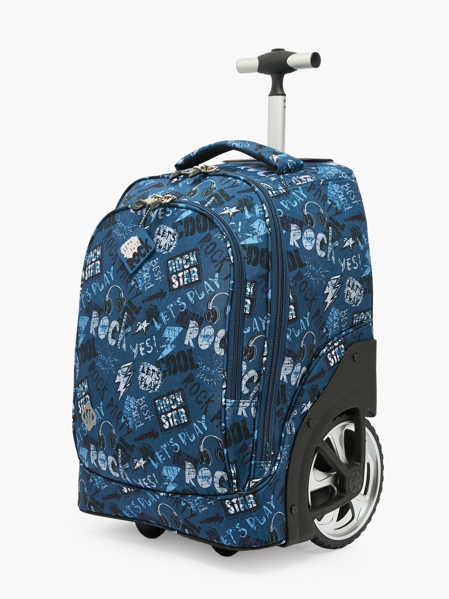 Graffiti Print Trolley Bag with Retractable Handle - 18 inch