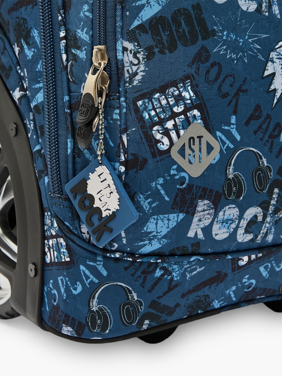 Graffiti Print Trolley Bag with Retractable Handle - 18 inch