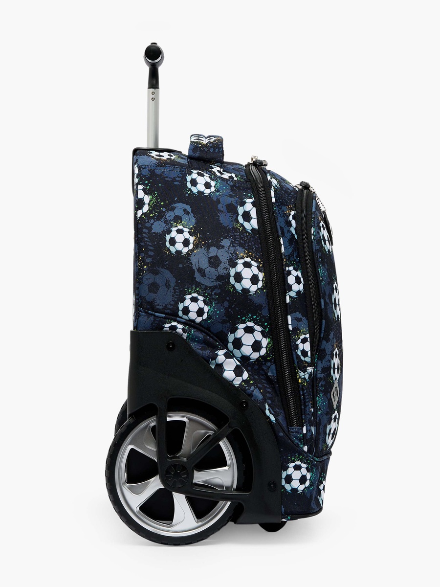 Football Print Trolley Bag with Retractable Handle - 18 inch