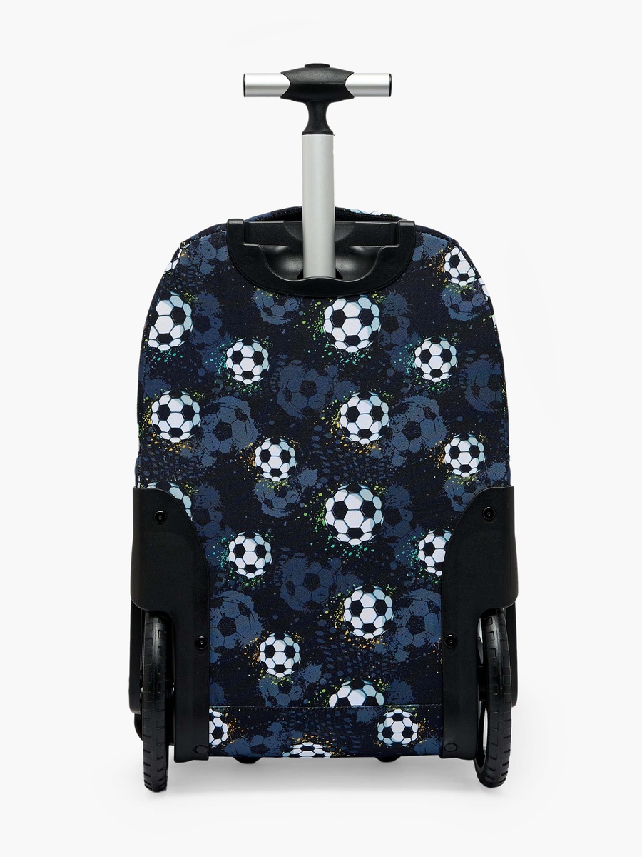 Football Print Trolley Bag with Retractable Handle - 18 inch