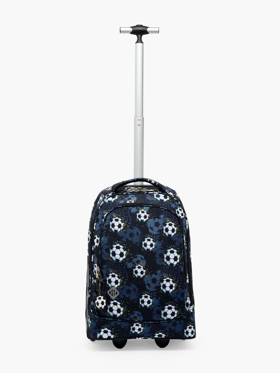 Football Print Trolley Bag with Retractable Handle - 18 inch