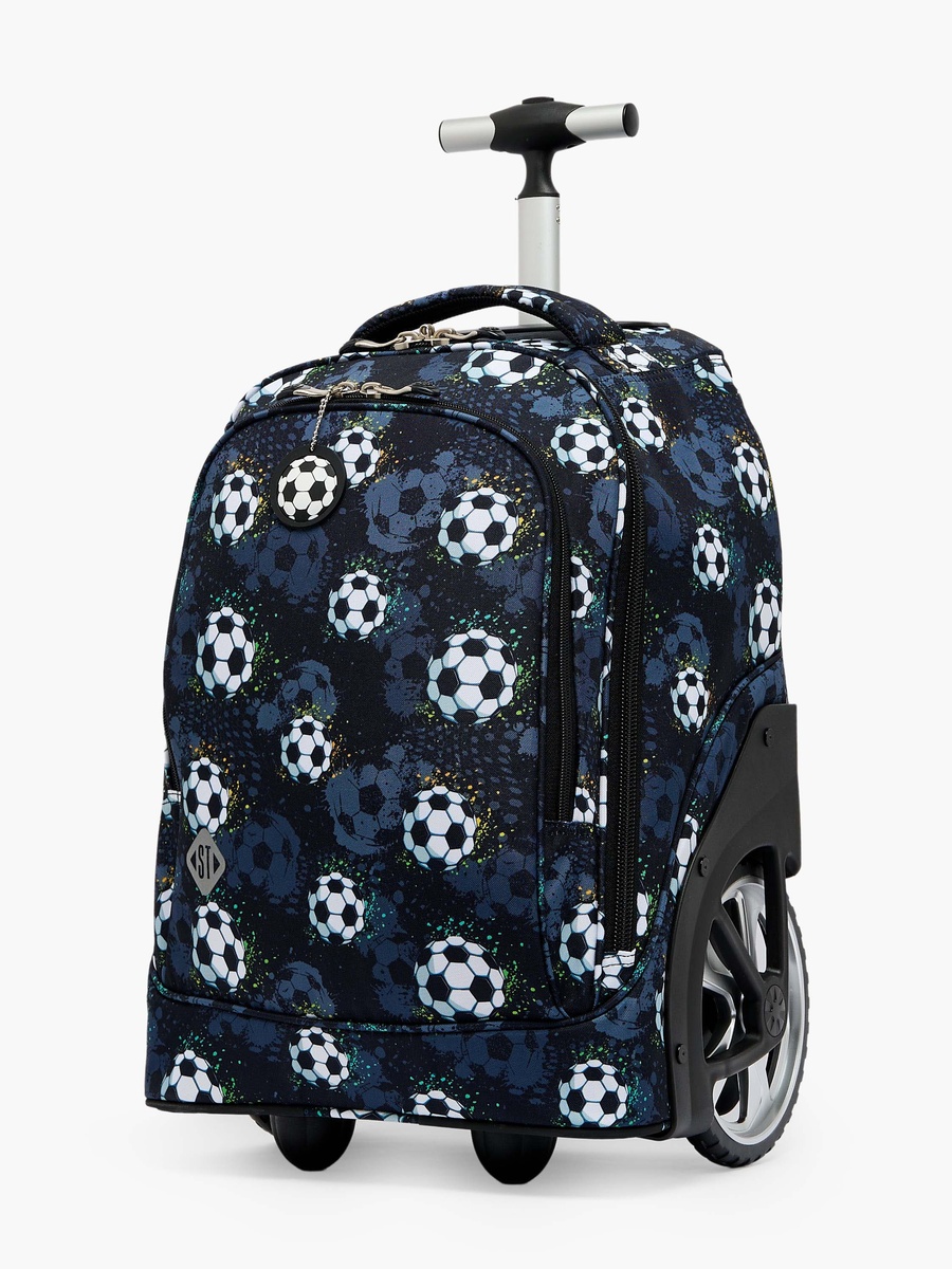Football Print Trolley Bag with Retractable Handle - 18 inch