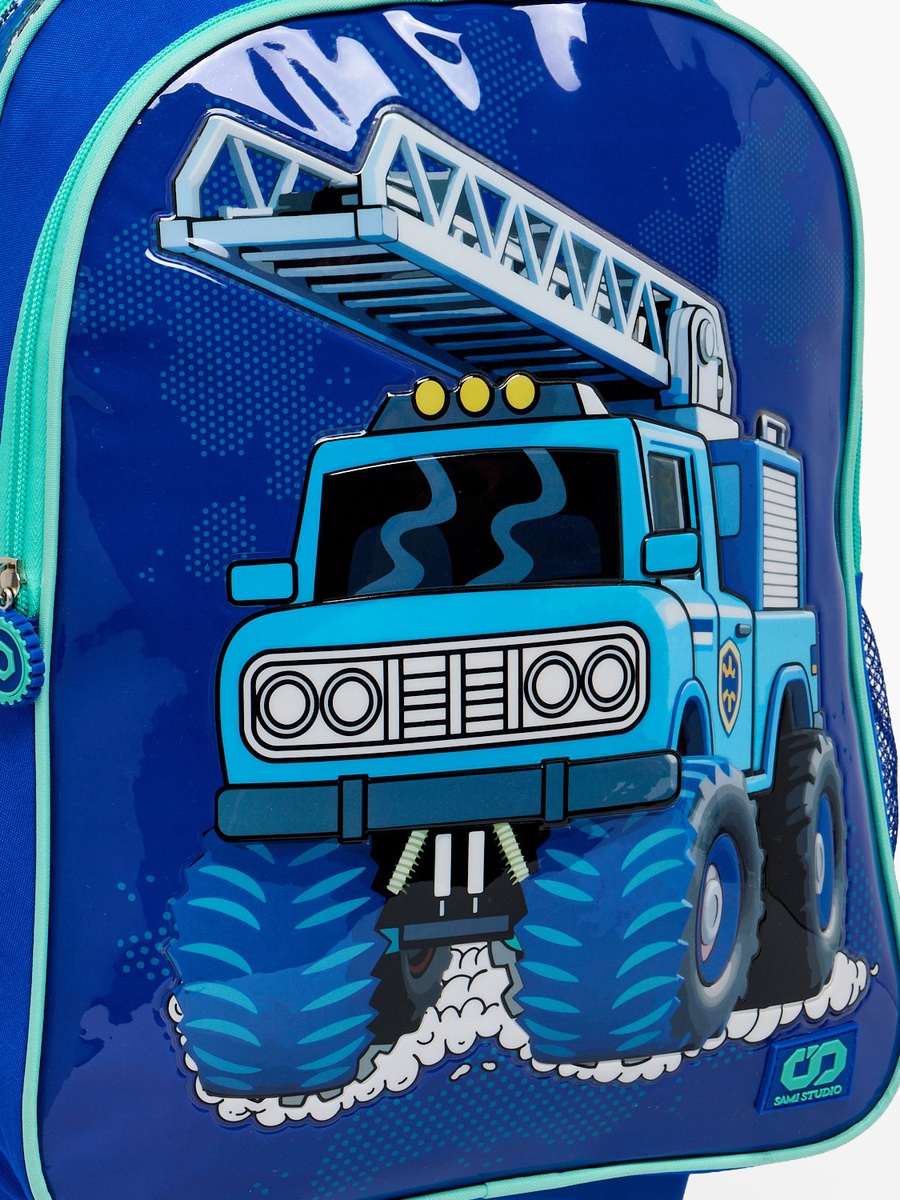 Truck Print 5-Piece School Trolley Bag Set with Lunch Bag - 16 inch