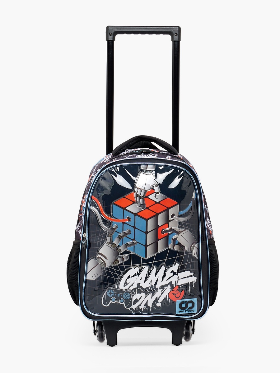 Rubiks Print 5-Piece School Trolley Bag Set with Lunch Bag -16 inch