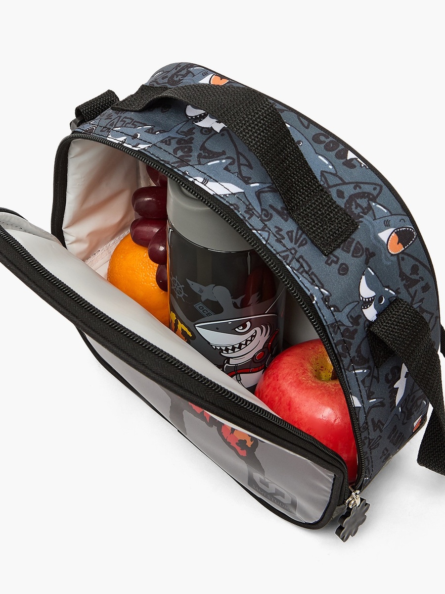 Shark Print 5-Piece School Trolley Bag Set with Lunch Box - 16 inch