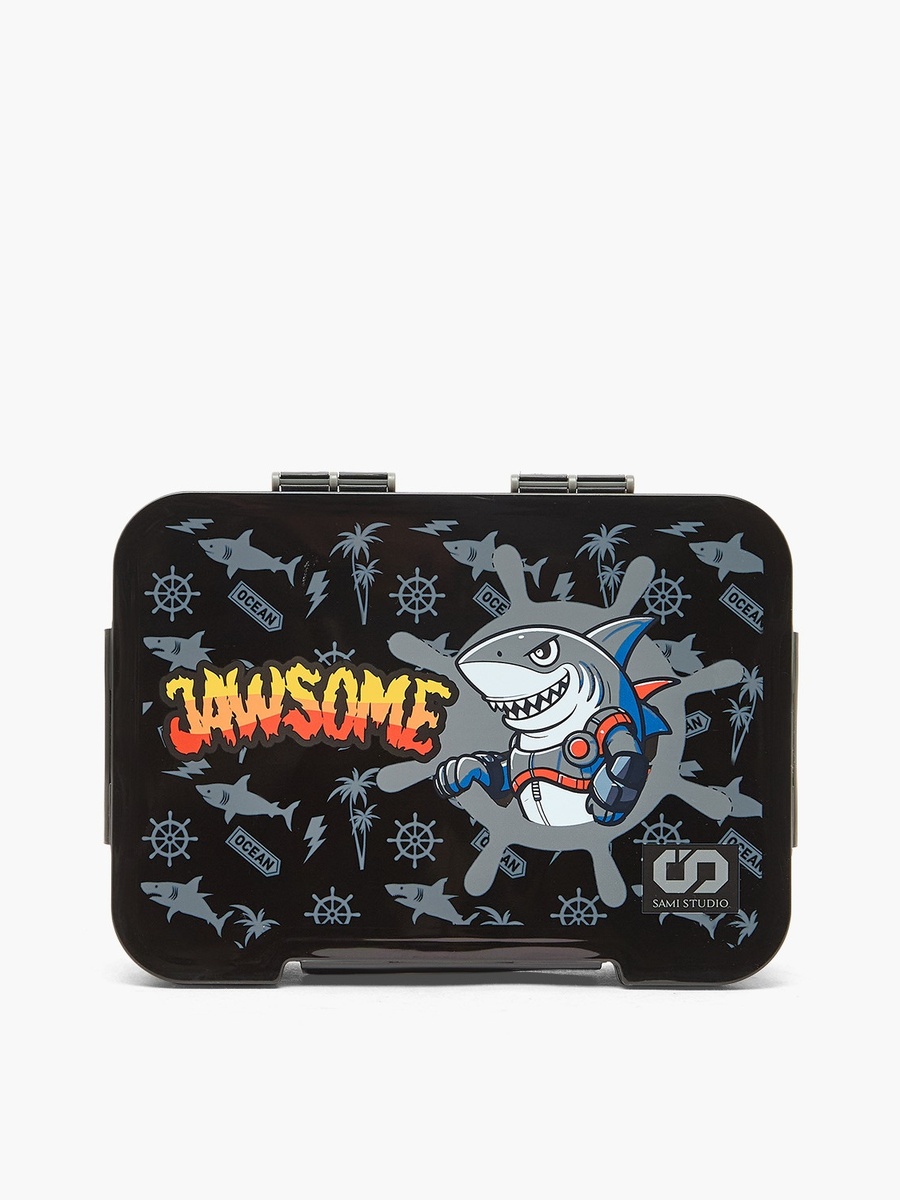 Shark Print 5-Piece School Trolley Bag Set with Lunch Box - 16 inch