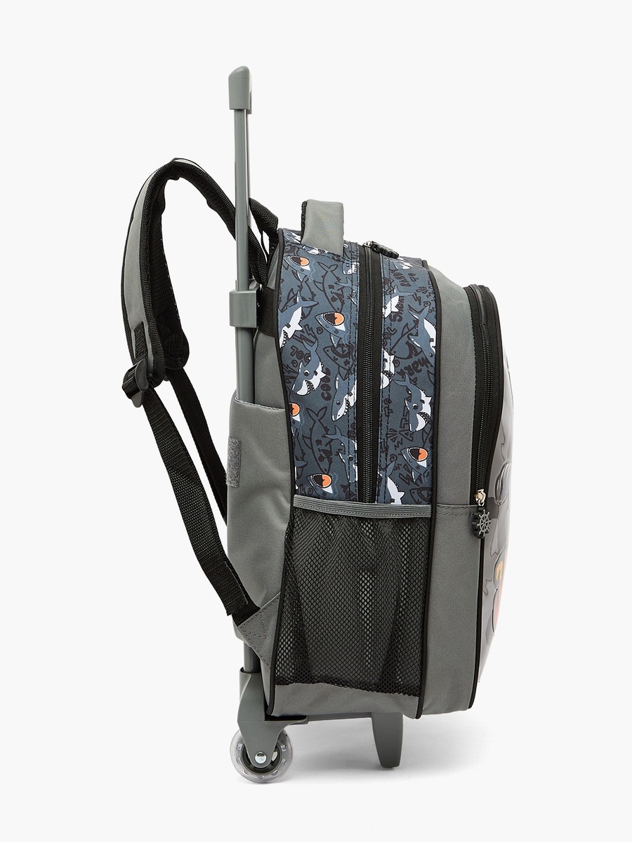 Shark Print 5-Piece School Trolley Bag Set with Lunch Box - 16 inch