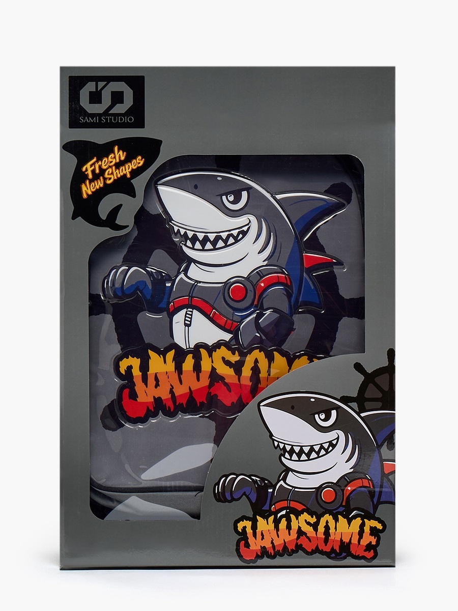 Shark Print 5-Piece School Trolley Bag Set with Lunch Box - 16 inch