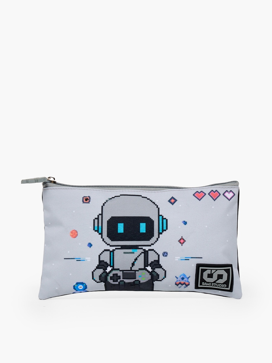 Robot Print 3-Piece School Trolley Bag Set with Lunch Bag - 12 inch