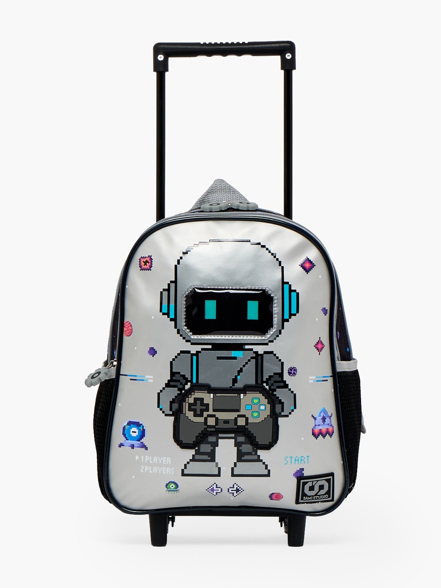 Robot Print 3-Piece School Trolley Bag Set with Lunch Bag - 12 inch
