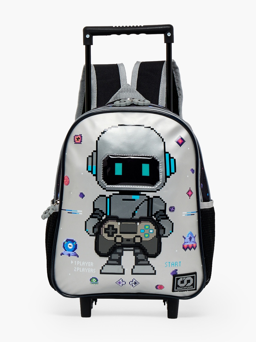 Robot Print 3-Piece School Trolley Bag Set with Lunch Bag - 12 inch