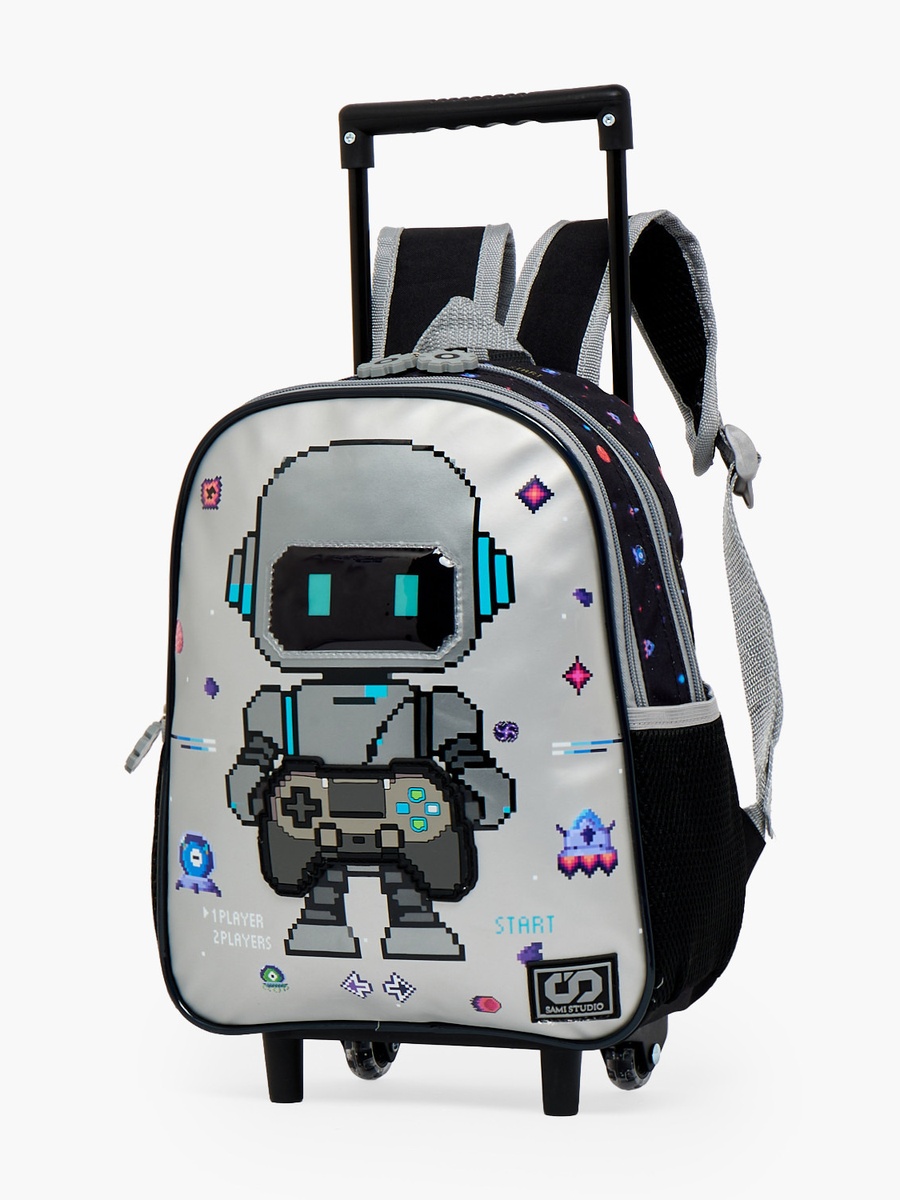 Robot Print 3-Piece School Trolley Bag Set with Lunch Bag - 12 inch
