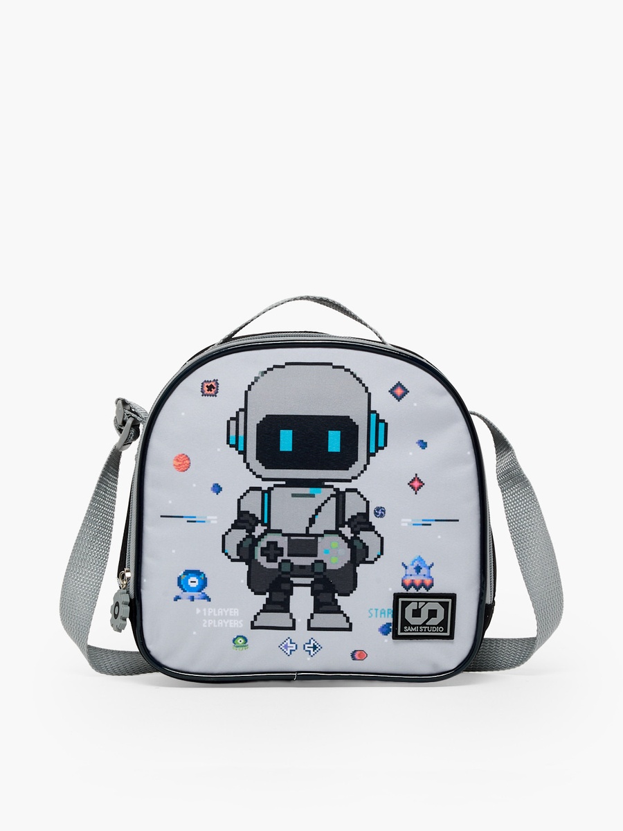 Robot Print 3-Piece School Trolley Bag Set with Lunch Bag - 12 inch