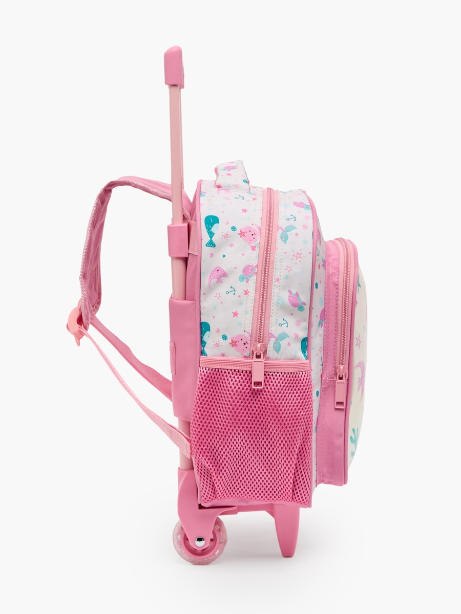 Girls Printed Print 3-Piece School Trolley Bag Set with Lunch Bag - 12 inch