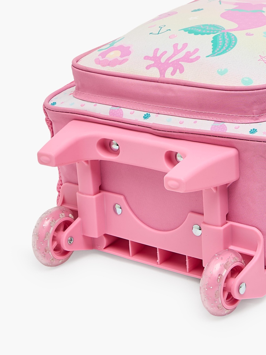 Girls Printed Print 3-Piece School Trolley Bag Set with Lunch Bag - 12 inch