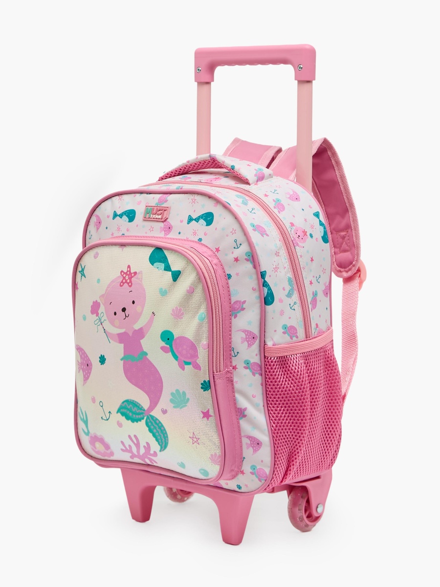 Girls Printed Print 3-Piece School Trolley Bag Set with Lunch Bag - 12 inch