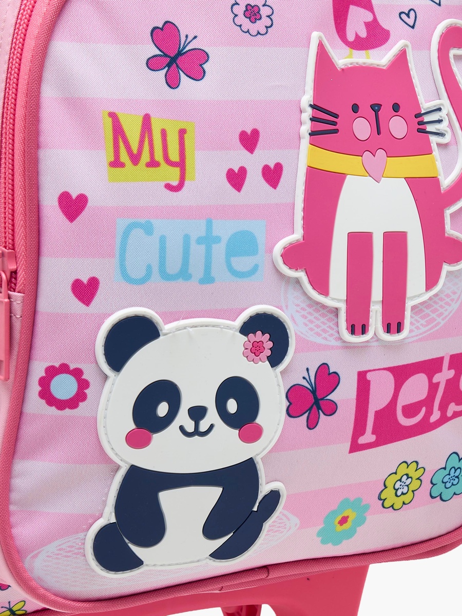Girls Pets Print 3-Piece Trolley Bag Set with Pencil Case - 12 inch