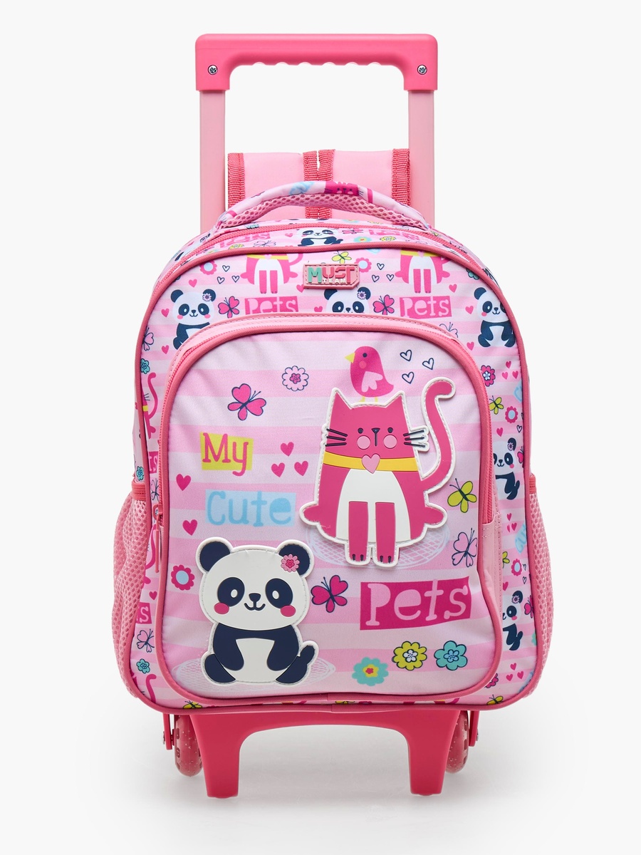 Girls Pets Print 3-Piece Trolley Bag Set with Pencil Case - 12 inch