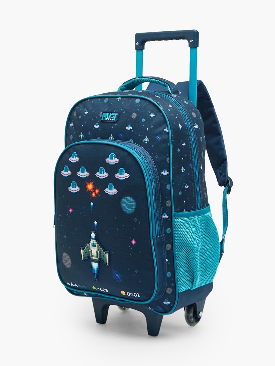 Boys Game Print 4-Piece School Trolley Bag Set with Pencil Pouch - 16 inch
